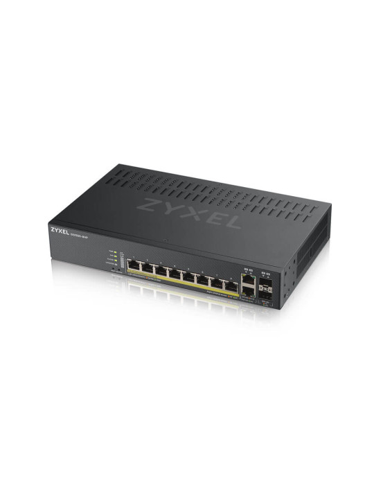 Zyxel GS1920-8HPV2 hanterad Gigabit Ethernet (10 100 1000) Strömförsörjning via Ethernet (PoE) stöd Svart