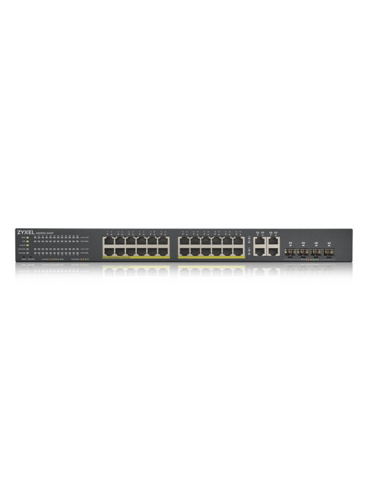 Zyxel GS1920-24HPV2 hanterad Gigabit Ethernet (10 100 1000) Strömförsörjning via Ethernet (PoE) stöd Svart