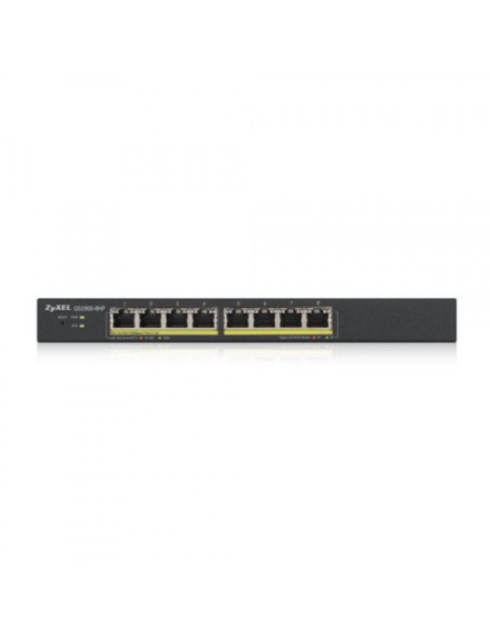 Zyxel GS1900-8HP v3 PoE hanterad L2 Gigabit Ethernet (10 100 1000) Strömförsörjning via Ethernet (PoE) stöd Svart