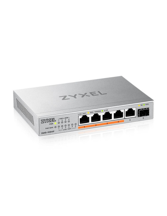 Zyxel XMG-105HP Unmanaged 2.5G Ethernet (100 1000 2500) Power over Ethernet (PoE) Silver