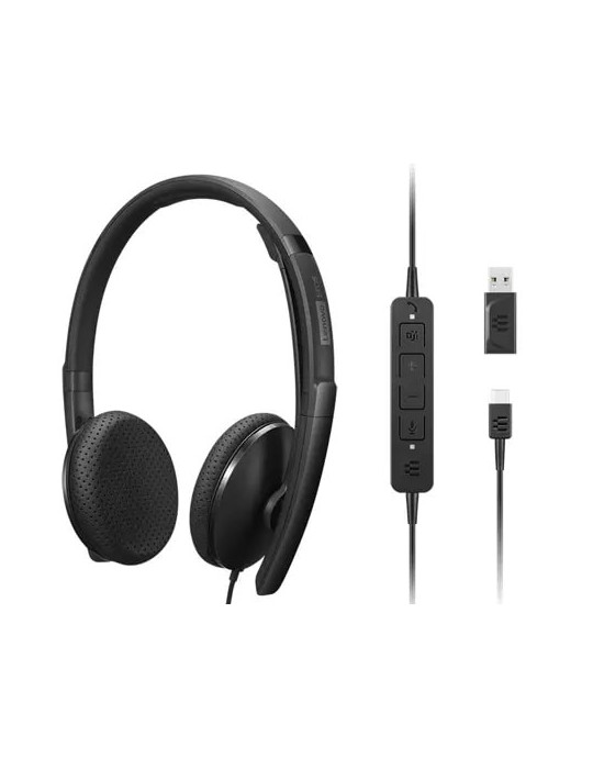 Lenovo 4XD1M45626 hörlur och headset Kabel Huvudband USB Type-C Svart