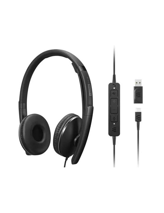 Lenovo 4XD1M45627 hörlur och headset Kabel Huvudband USB Type-C Svart