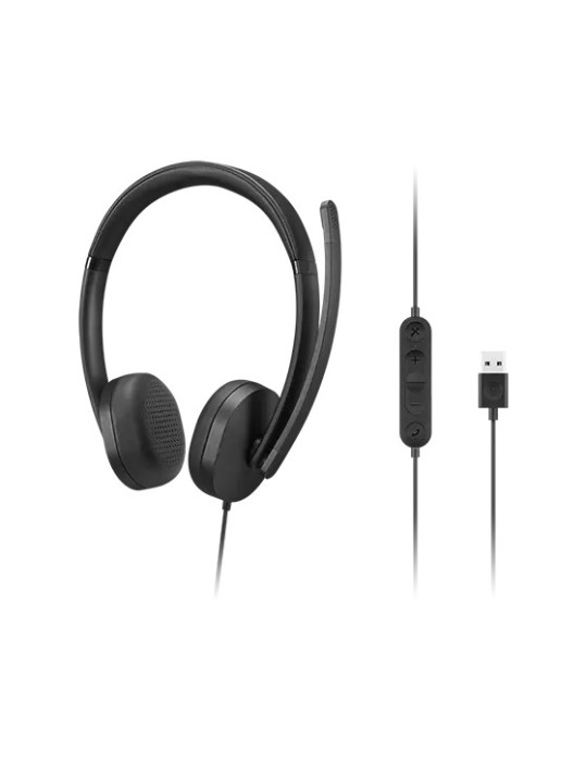 Lenovo 4XD1P83425 hörlur och headset Kabel Huvudband Samtal musik USB Type-A Svart