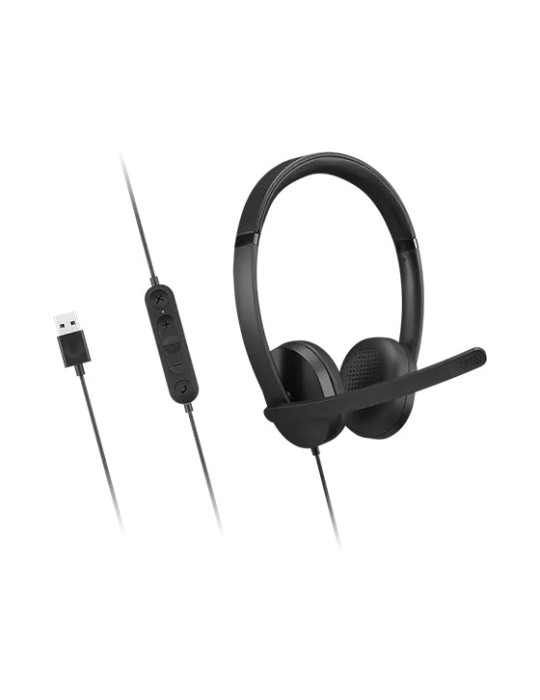 Lenovo 4XD1P83425 hörlur och headset Kabel Huvudband Samtal musik USB Type-A Svart