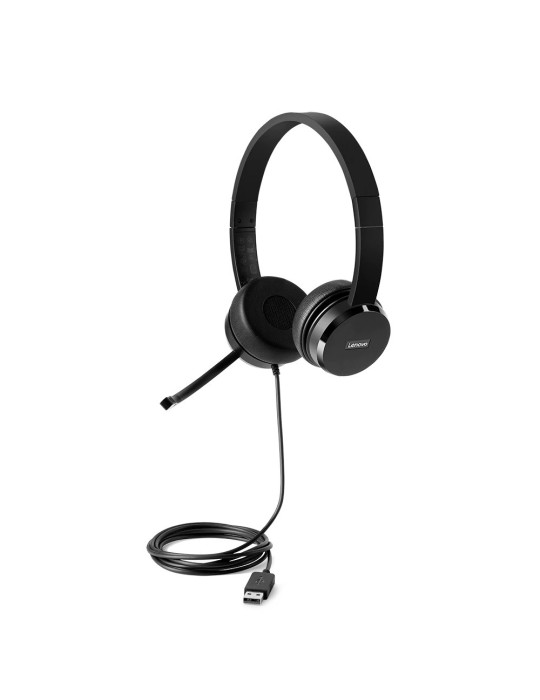 Lenovo 4XD0X88524 hörlur och headset Kabel Huvudband Kontor callcenter Svart