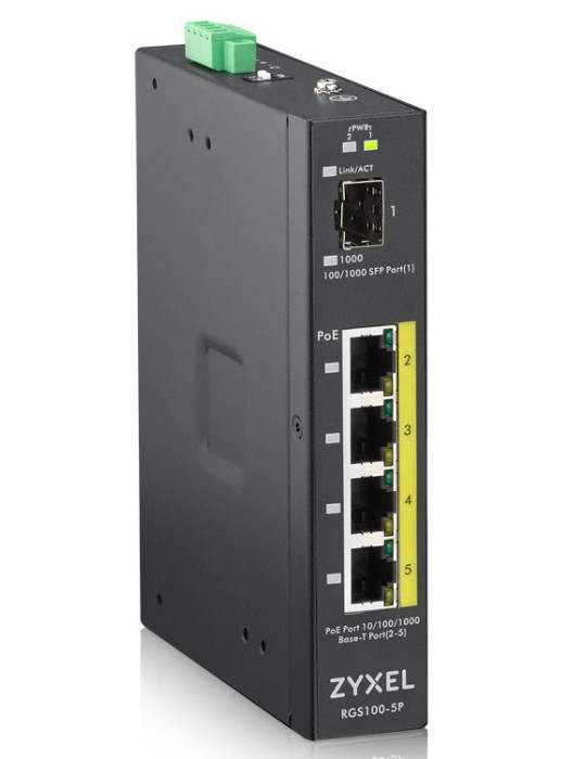 Zyxel RGS100-5P Unmanaged L2 Gigabit Ethernet (10 100 1000) Power over Ethernet (PoE) Black