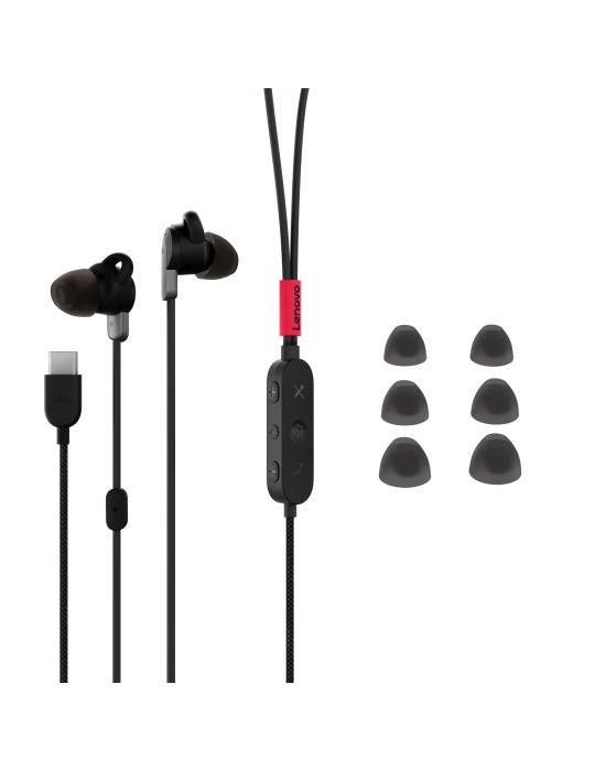 Lenovo 4XD1C99220 hörlur och headset Kabel I öra Musik vardag USB Type-C Svart