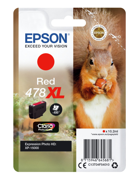 Epson Squirrel Singlepack Red 478XL Claria Photo HD Ink