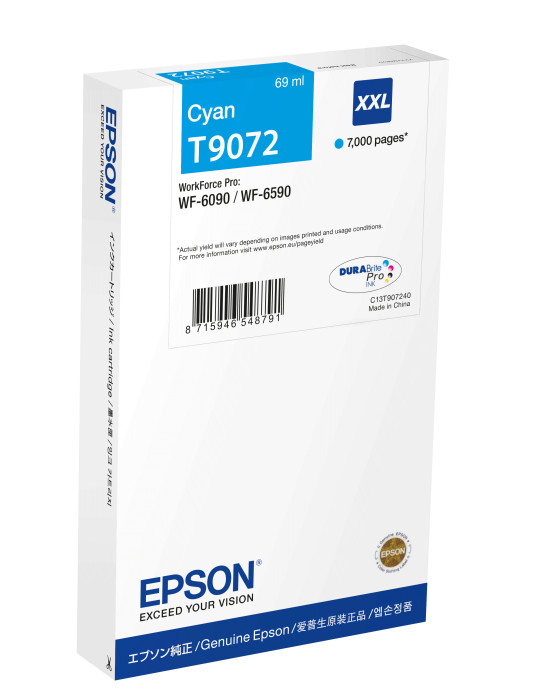 Epson C13T90724N mustekasetti 1 kpl Alkuperäinen Erittäin (Super) korkea värintuotto Syaani