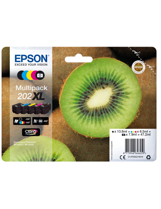 Epson Kiwi 202XL ink cartridge 1 pc(s) Original High (XL) Yield Black, Photo black, Cyan, Magenta, Yellow