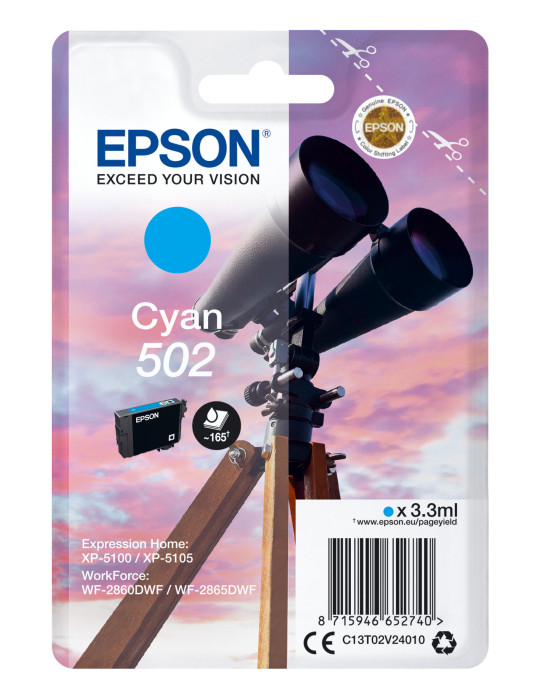 Epson 502 ink cartridge 1 pc(s) Original Standard Yield Cyan