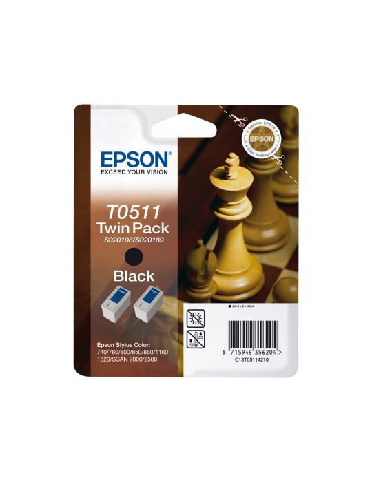 Epson Chess T0511 Black - Twin Pack ink cartridge 1 pc(s) Original