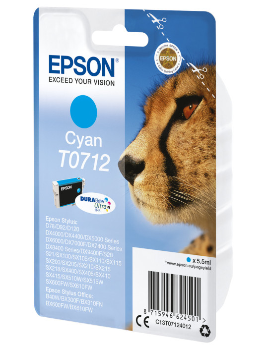 Epson Yksittäispakkaus, syaani T0712 DURABrite Ultra -muste