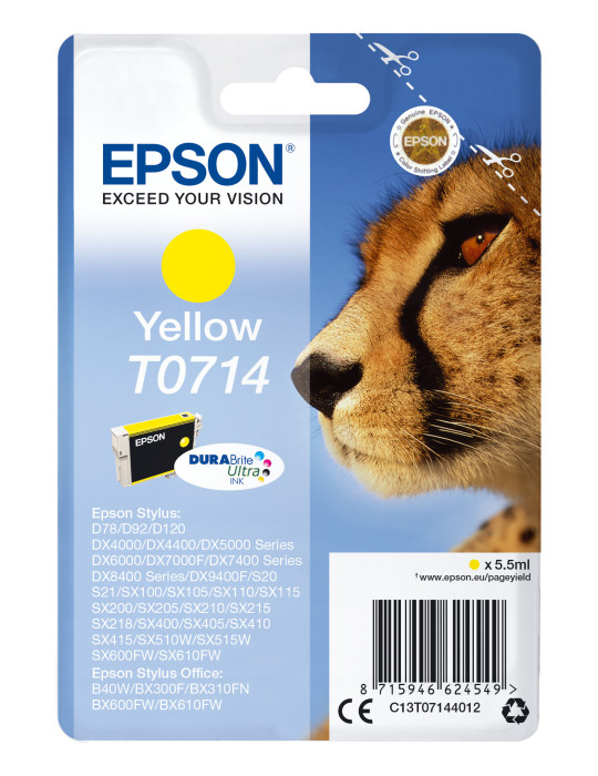 Epson Yksittäispakkaus, keltainen T0714 DURABrite Ultra -muste