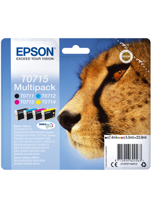 Epson Monipakkaus, 4 väriä T0715 DURABrite Ultra -muste