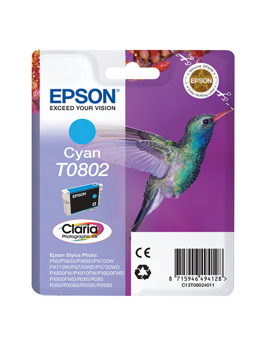 Epson Hummingbird T0802 ink cartridge 1 pc(s) Original Cyan