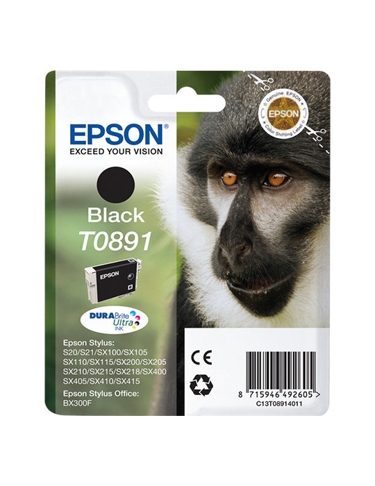 Epson Monkey Enpack svart T0891 DURABrite Ultra-bläck