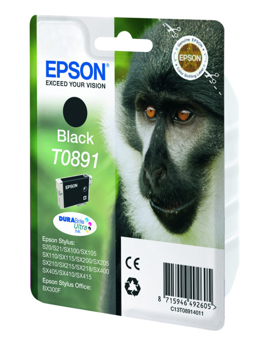 Epson Monkey Enpack svart T0891 DURABrite Ultra-bläck