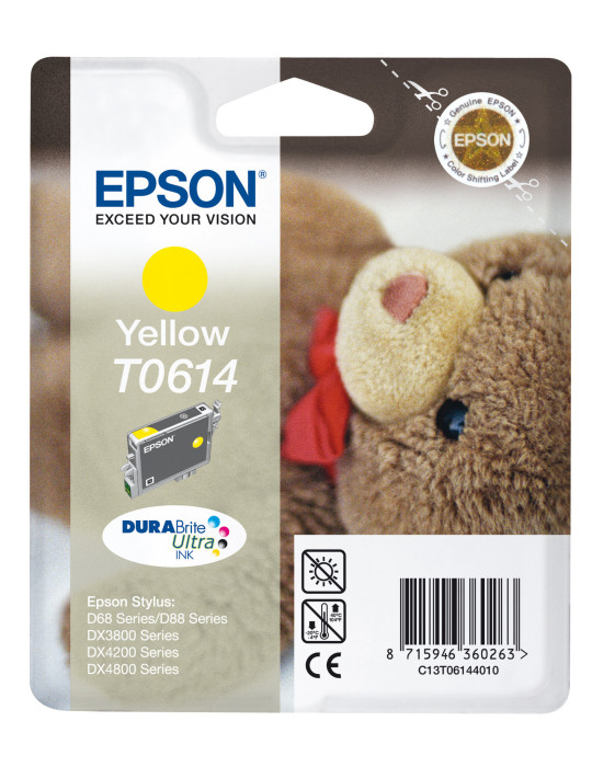 Epson Teddybear Yksittäispakkaus, keltainen T0614 DURABrite Ultra -muste