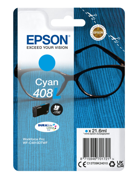 Epson 408L DURABrite Ultra ink cartridge 1 pc(s) Original High (XL) Yield Cyan