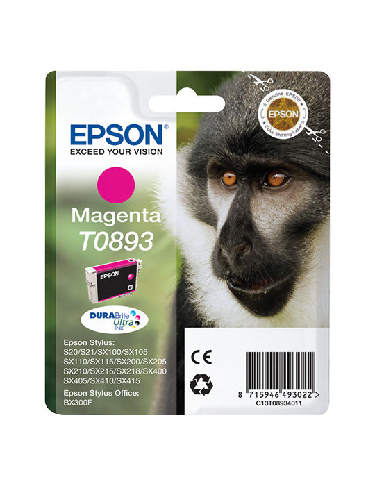 Epson Monkey Yksittäispakkaus, magenta T0893 DURABrite Ultra -muste