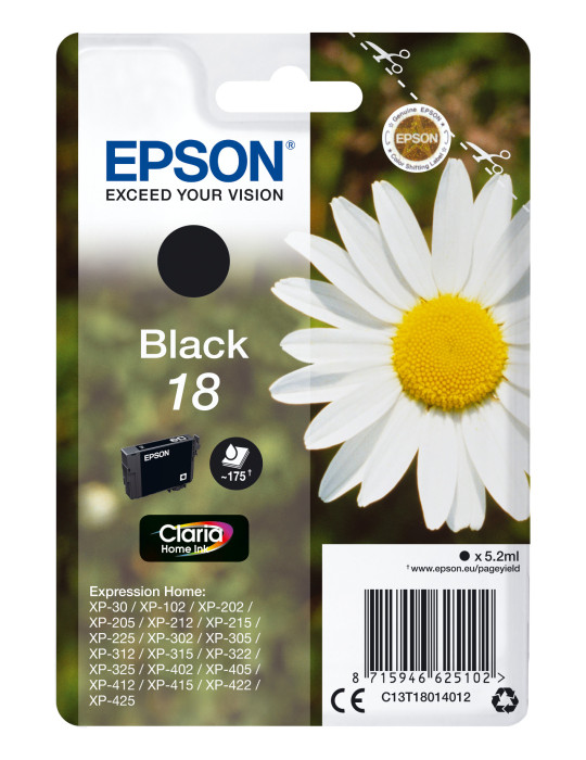 Epson Daisy Yksittäispakkaus, musta 18 Claria Home -muste