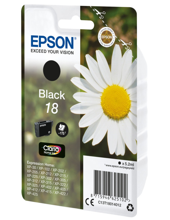 Epson Daisy Yksittäispakkaus, musta 18 Claria Home -muste