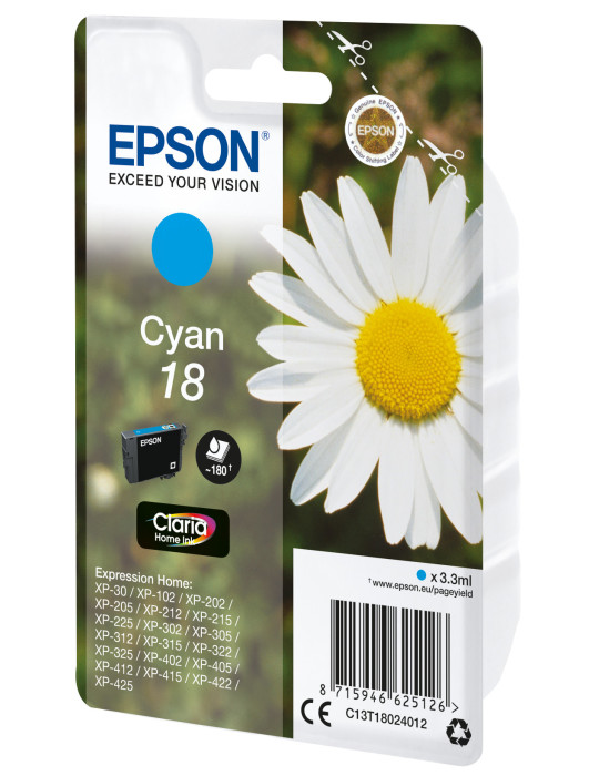 Epson Daisy Yksittäispakkaus, syaani 18 Claria Home -muste