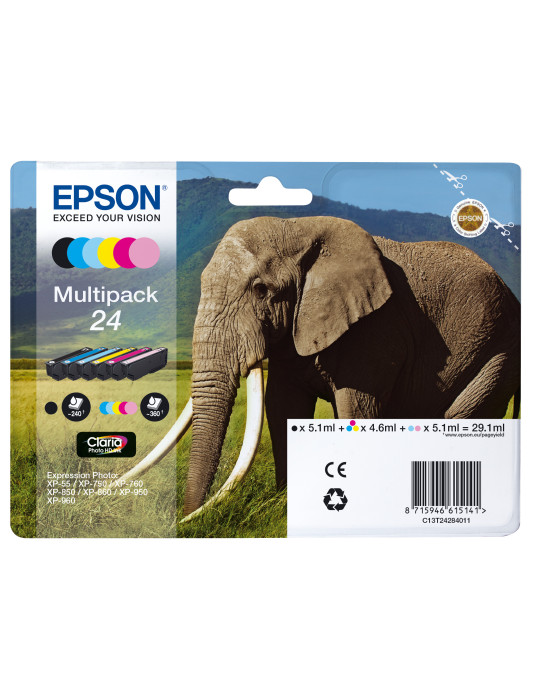 Epson Elephant C13T24284011 ink cartridge 6 pc(s) Original Standard Yield Black, Cyan, Light Cyan, Magenta, Light magenta,