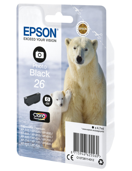 Epson Polar bear Yksittäispakkaus, valokuvamusta 26 Claria Premium -muste