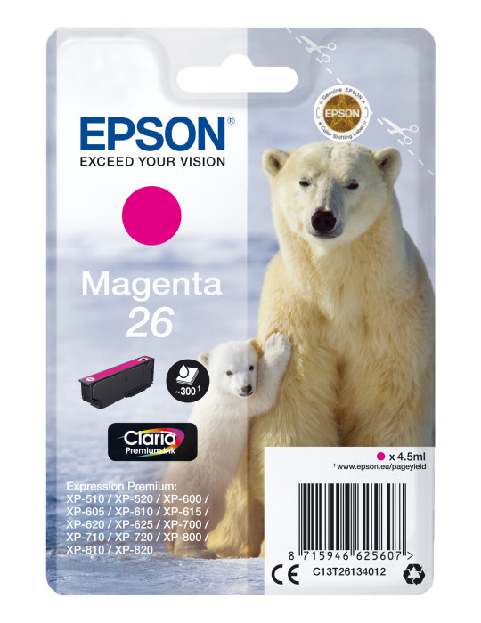 Epson Polar bear Yksittäispakkaus, magenta 26 Claria Premium -muste