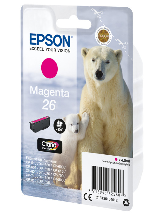 Epson Polar bear Yksittäispakkaus, magenta 26 Claria Premium -muste