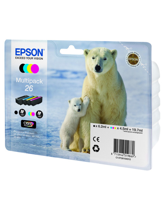 Epson Polar bear Monipakkaus, 4 väriä 26 Claria Premium -muste