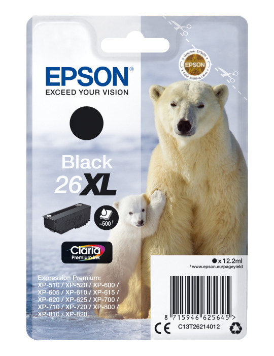 Epson Yksittäispakkaus, musta 26XL Claria Premium -muste