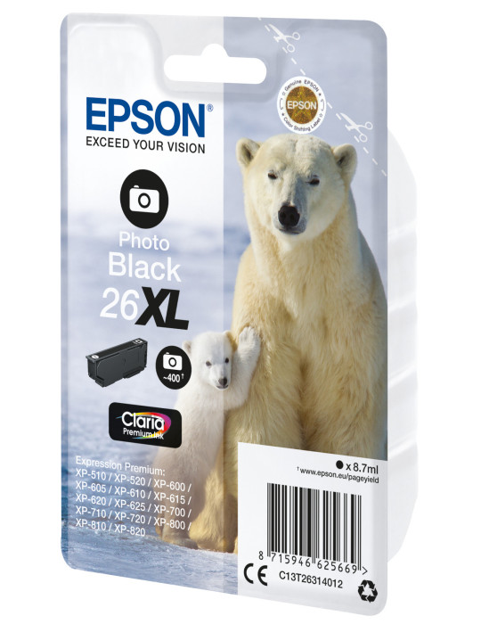 Epson Polar bear Yksittäispakkaus, valokuvamusta 26XL Claria Premium -muste