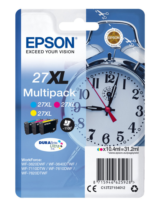 Epson Alarm clock Multipack 3-colour 27XL DURABrite Ultra Ink