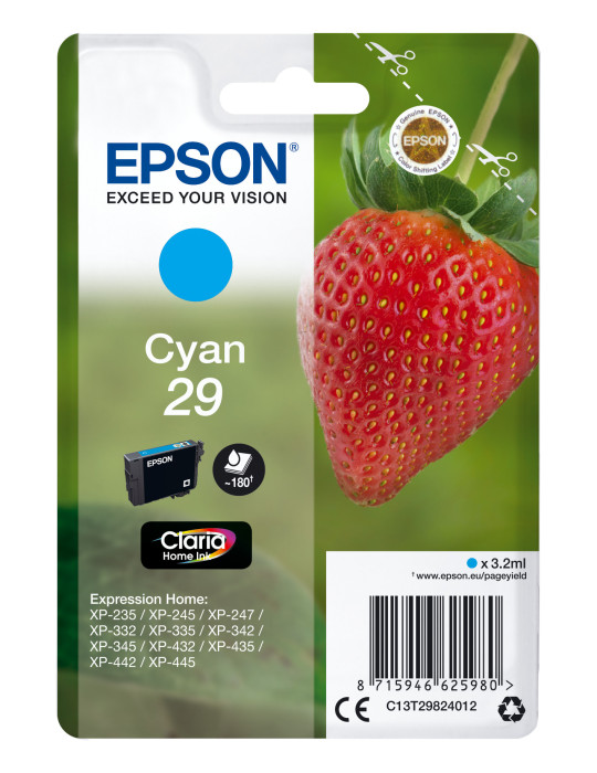 Epson Strawberry C13T29824012 ink cartridge 1 pc(s) Original Standard Yield Cyan