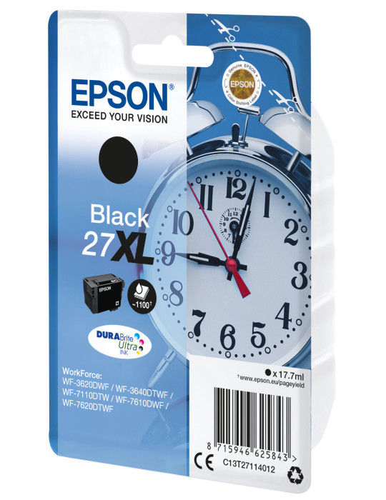 Epson Alarm clock Singlepack Black 27XL DURABrite Ultra Ink