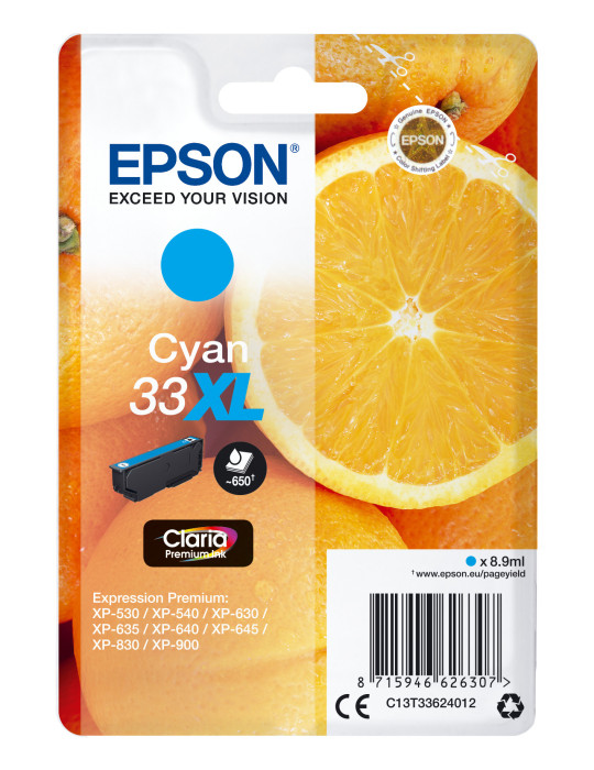 Epson Oranges C13T33624012 ink cartridge 1 pc(s) Original High (XL) Yield Cyan