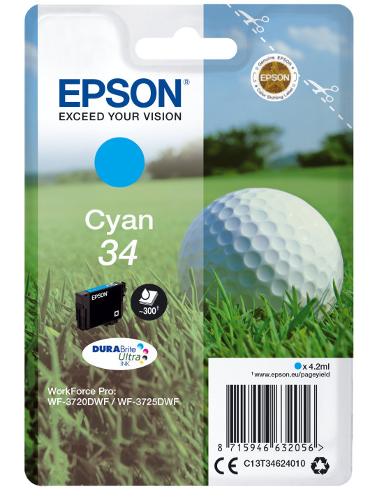 Epson Golf ball C13T34624010 ink cartridge 1 pc(s) Original Standard Yield Cyan