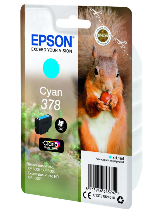 Epson Squirrel Singlepack Cyan 378 Claria Photo HD Ink