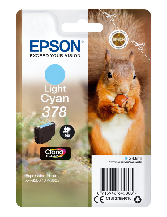 Epson Squirrel Singlepack Light Cyan 378 Claria Photo HD Ink