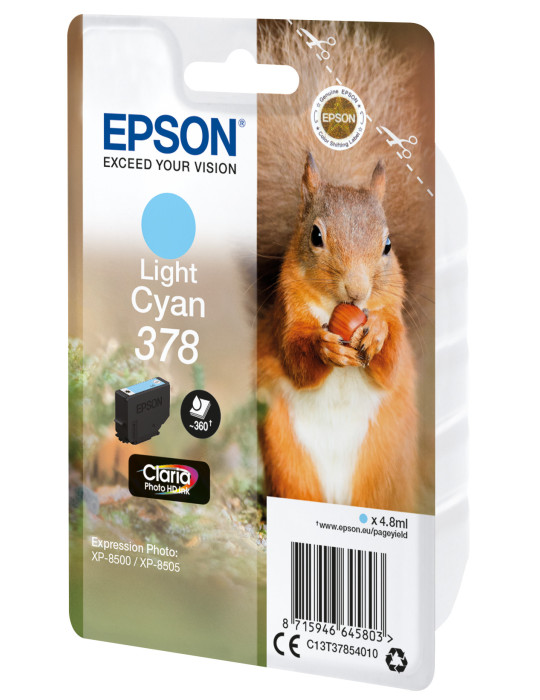 Epson Squirrel Singlepack Light Cyan 378 Claria Photo HD Ink