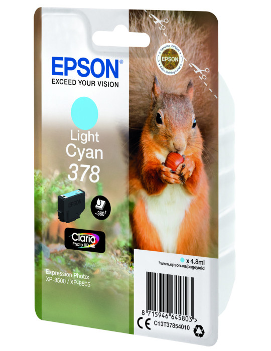 Epson Squirrel Singlepack Light Cyan 378 Claria Photo HD Ink