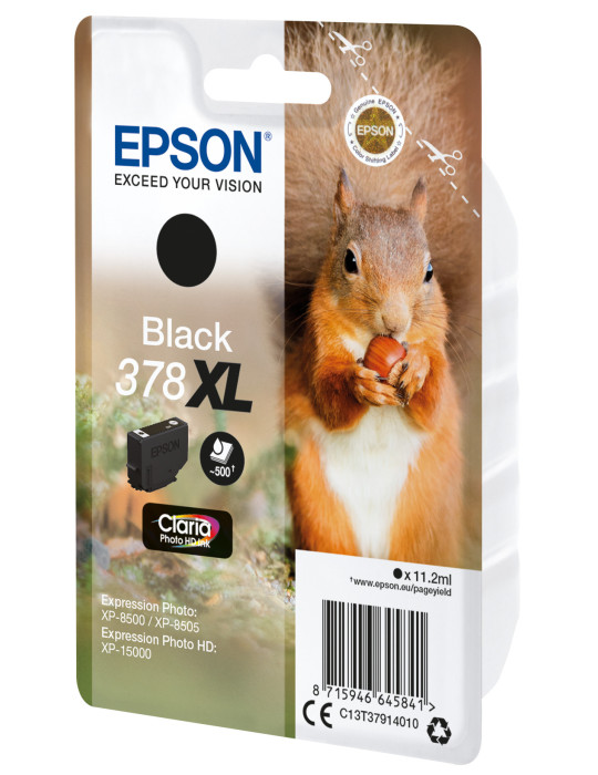 Epson Squirrel Singlepack Black 378XL Claria Photo HD Ink