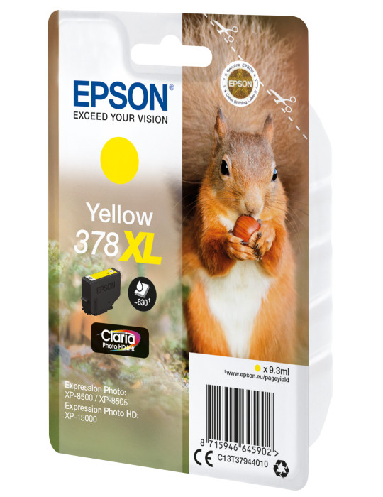 Epson Squirrel Singlepack Yellow 378XL Claria Photo HD Ink