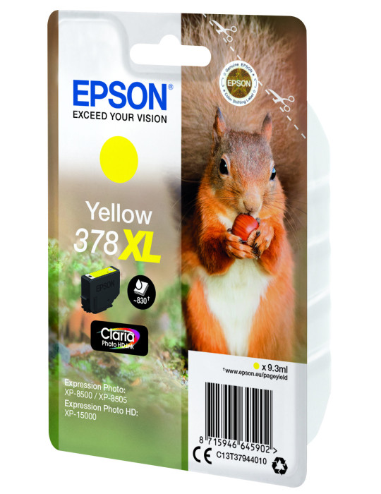 Epson Squirrel Singlepack Yellow 378XL Claria Photo HD Ink