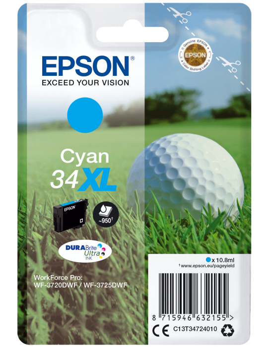 Epson Golf ball C13T34724010 ink cartridge 1 pc(s) Original High (XL) Yield Cyan