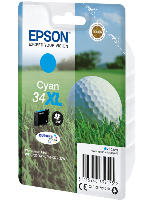 Epson Golf ball C13T34724010 ink cartridge 1 pc(s) Original High (XL) Yield Cyan