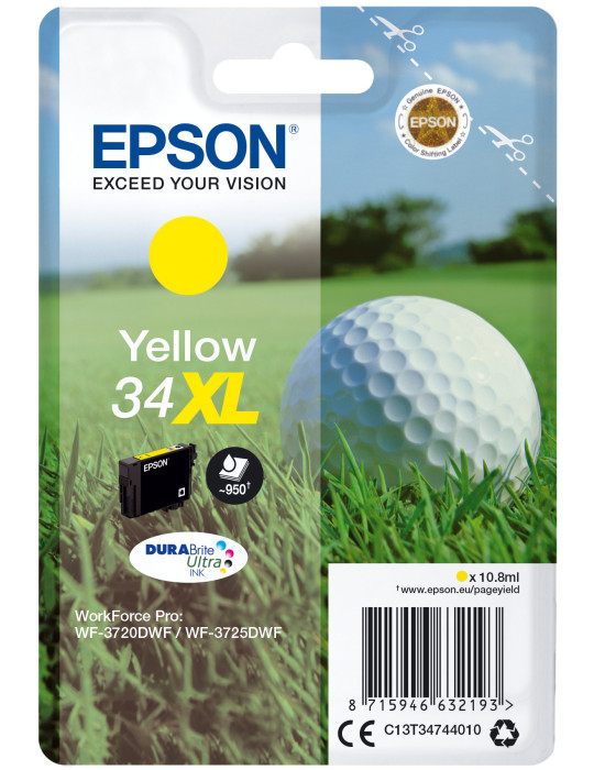 Epson Golf ball C13T34744010 ink cartridge 1 pc(s) Original High (XL) Yield Yellow